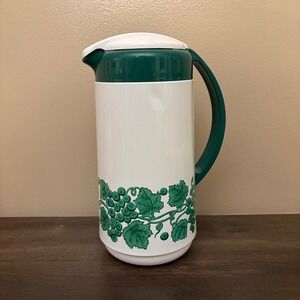 Vintage 1993 Kamenstein Thermal Carafe Pitcher Green Grapes White Insulated